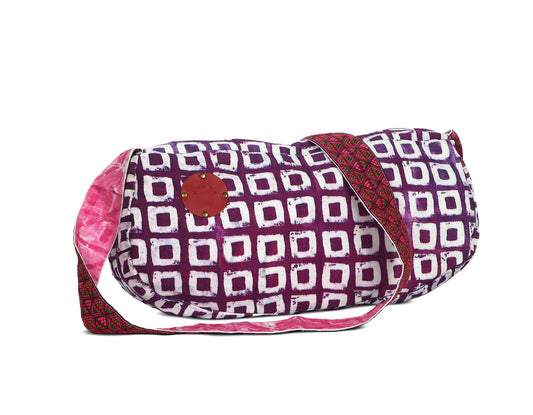 Wine Stamps Duffle denim fabric hand crafted sling bag