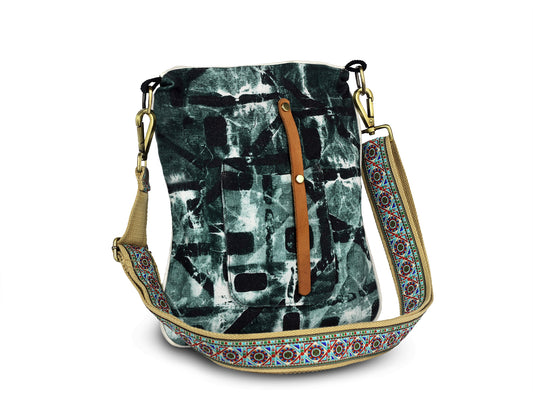Ascending Prints Sling denim fabric hand crafted bag