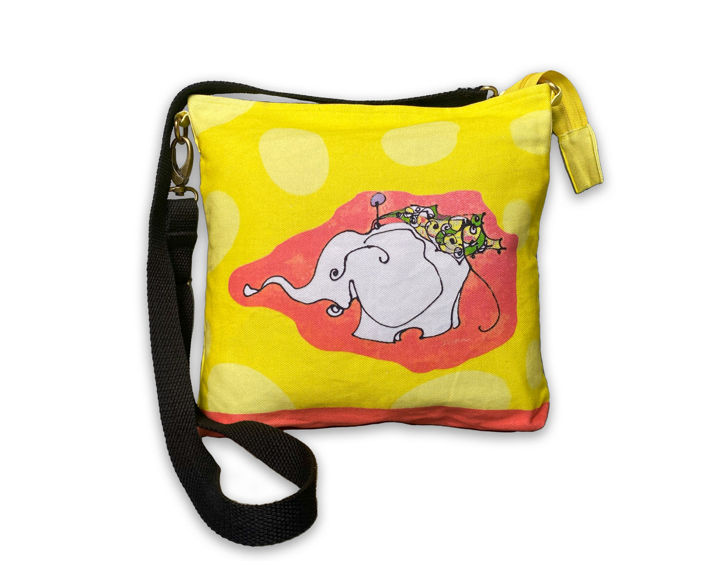 Procession elephant denim fabric hand crafted sling bag