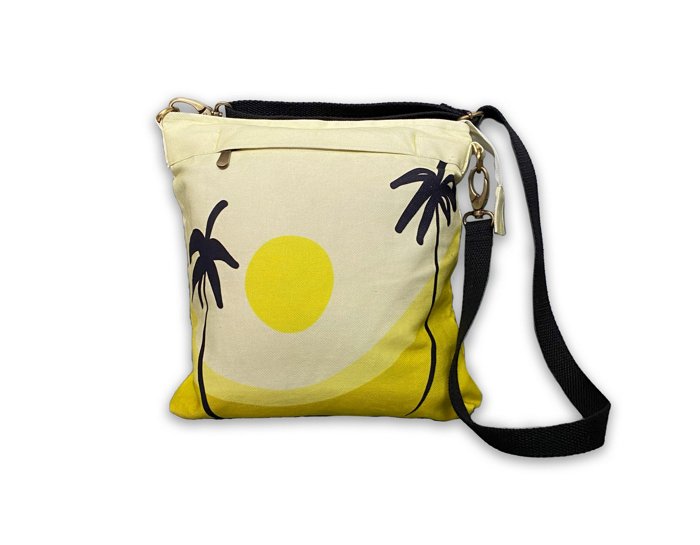 Elephant in sun denim fabric hand crafted sling bag