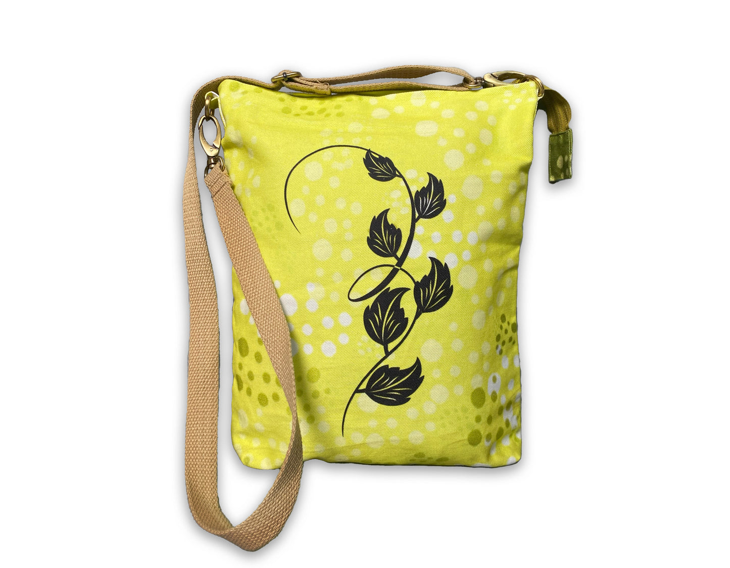 Elephant under vines denim fabric hand crafted sling bag