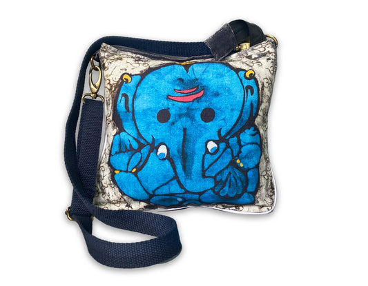 Blue baby Ganesh  hand crafted sling bag