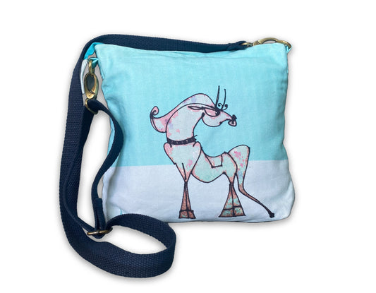 Stubborn horse denim fabric hand crafted sling bag