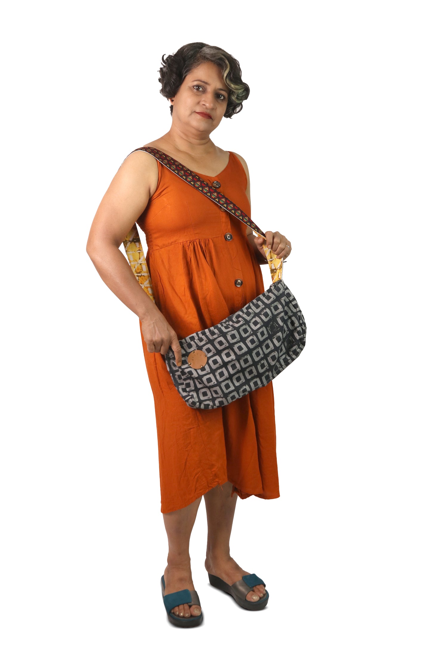 Wine Stamps Duffle denim fabric hand crafted sling bag