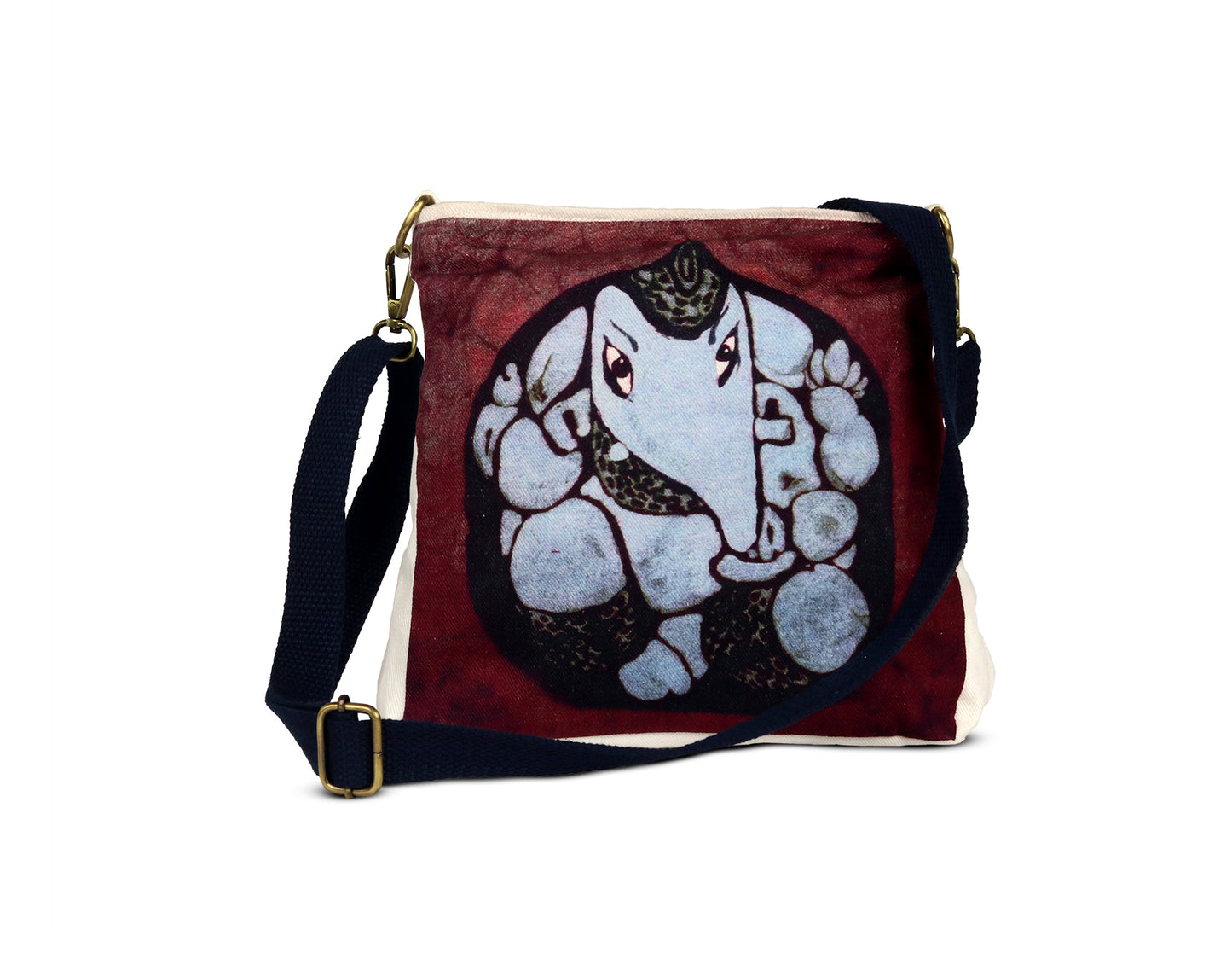 The Marble Moon denim fabric hand crafted sling bag