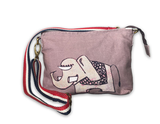 Brownie elephant denim fabric hand crafted sling bag