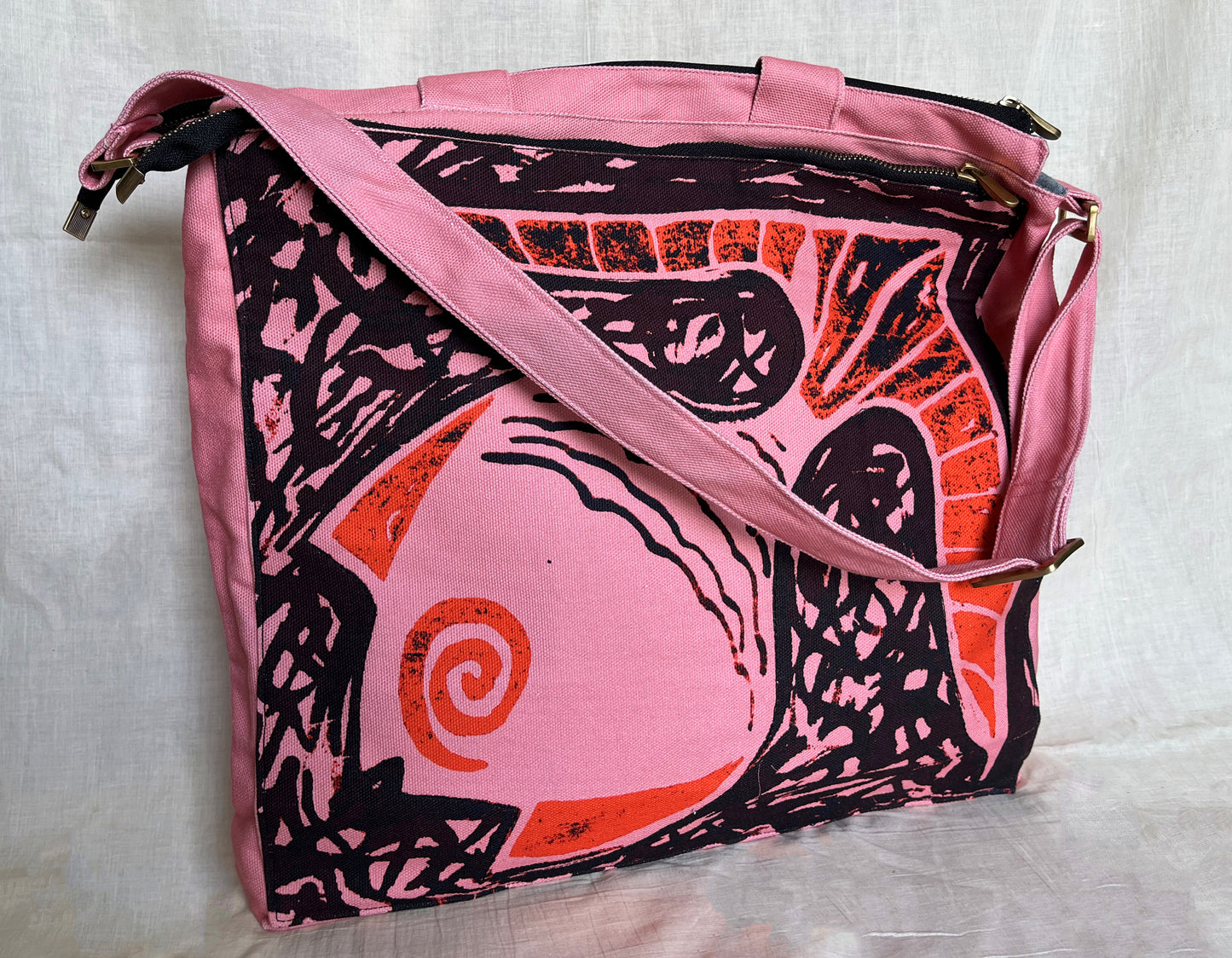 big pink fish bag