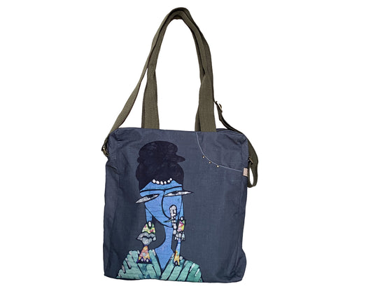 Girl with blue face